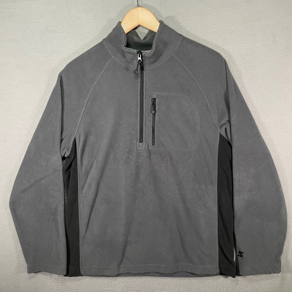 Starter Fleece Quarter Zip Pullover Gray Black Men's M Athletic Performance